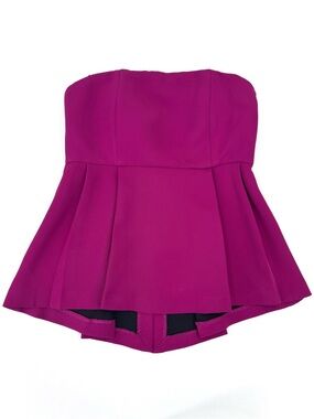 Zara NWOT (Damaged) Fuchsia Strapless Peplum Back Slit Top, XS